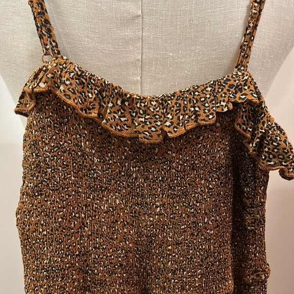 Urban Outfitters leopard ruffle chest lightweight mini dress sz small - Picture 10 of 11